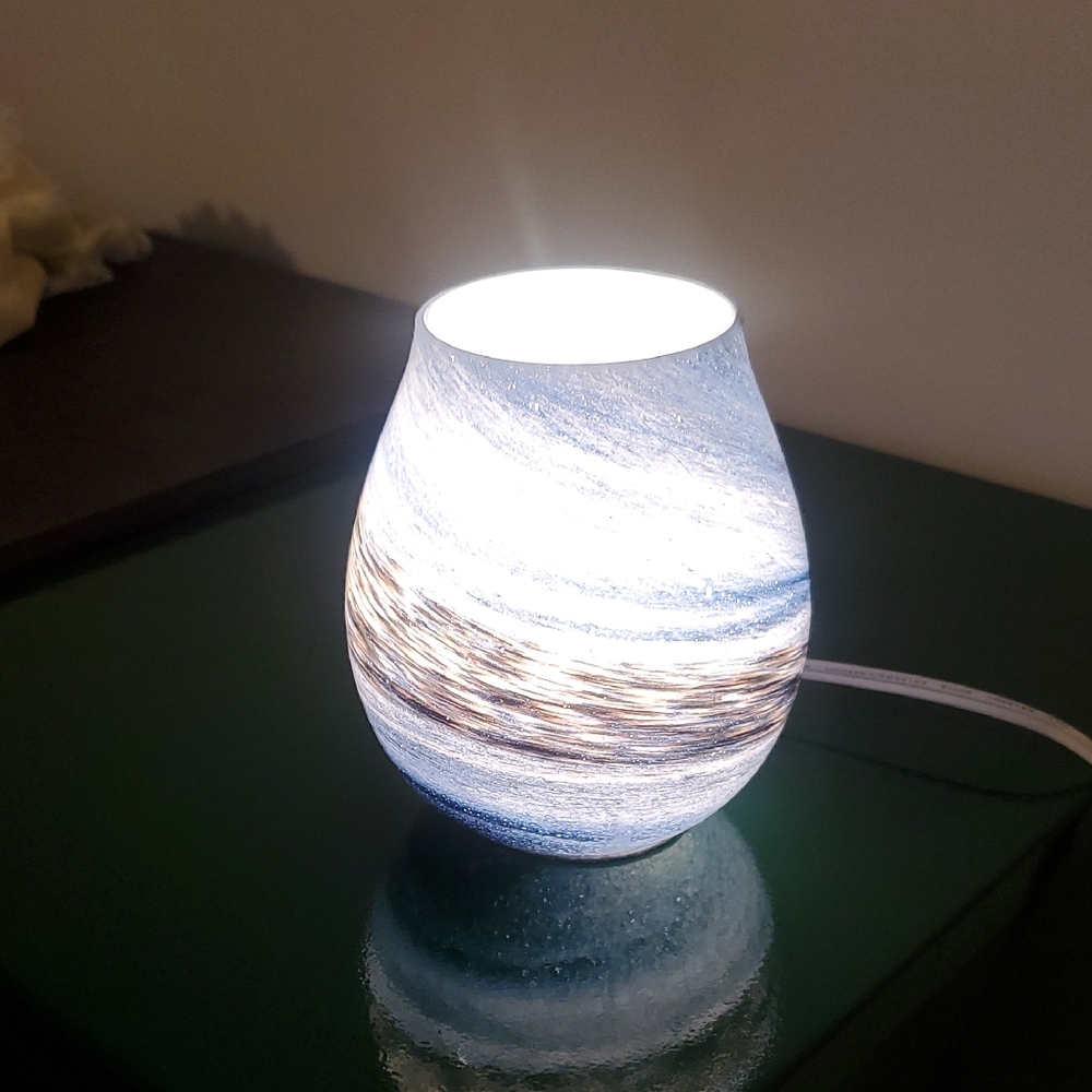 Elegant Blue and White Swirl Glass Lamp